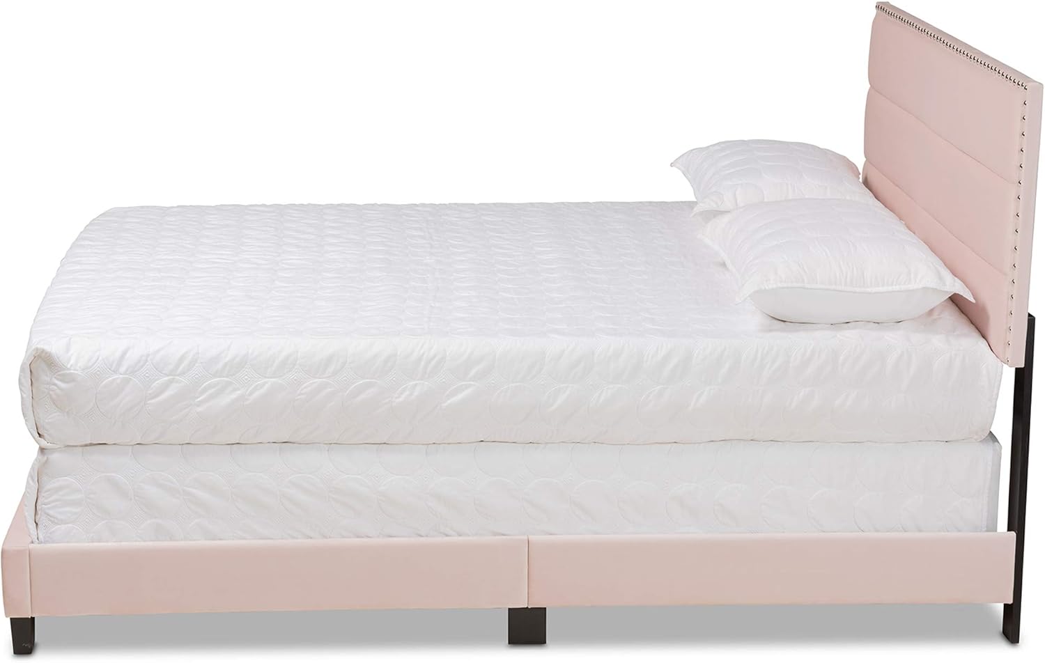 Baxton Studio Tamira Beds (Box Spring Required), Full, Light Pink/Black