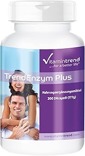 Kompleks enzymów - bromelain, trypina, chemimotryna i rutosid - TrendEnzym Plus - 300 kapsułek - ! na 3 miesiące!