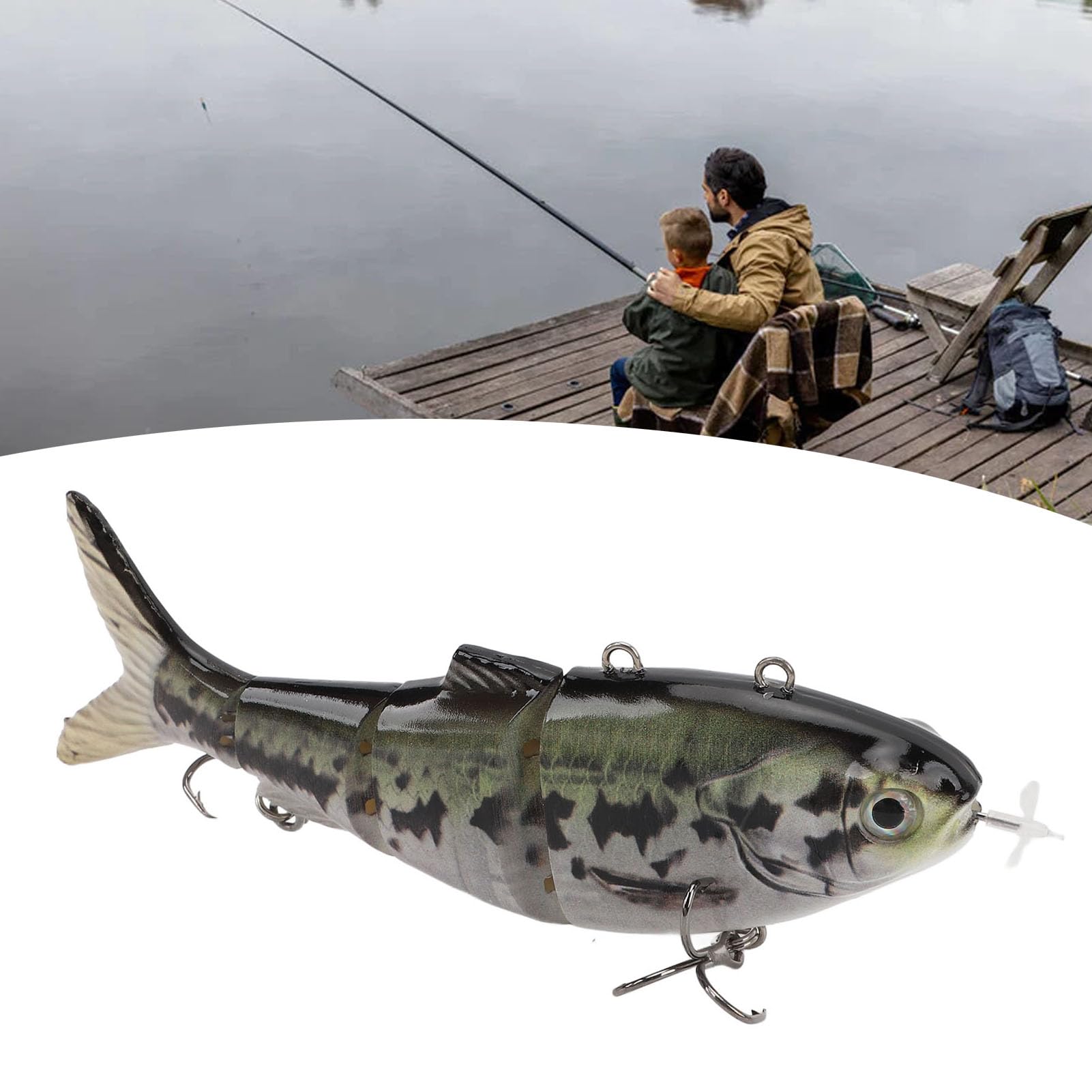 Esca da Pesca Elettrica, Swimbait Elettrico Multisnodato USB Ricaricabile Usa Un'esca Elettrica a LED Realistica Adatta per Ambienti D'acqua Dolce