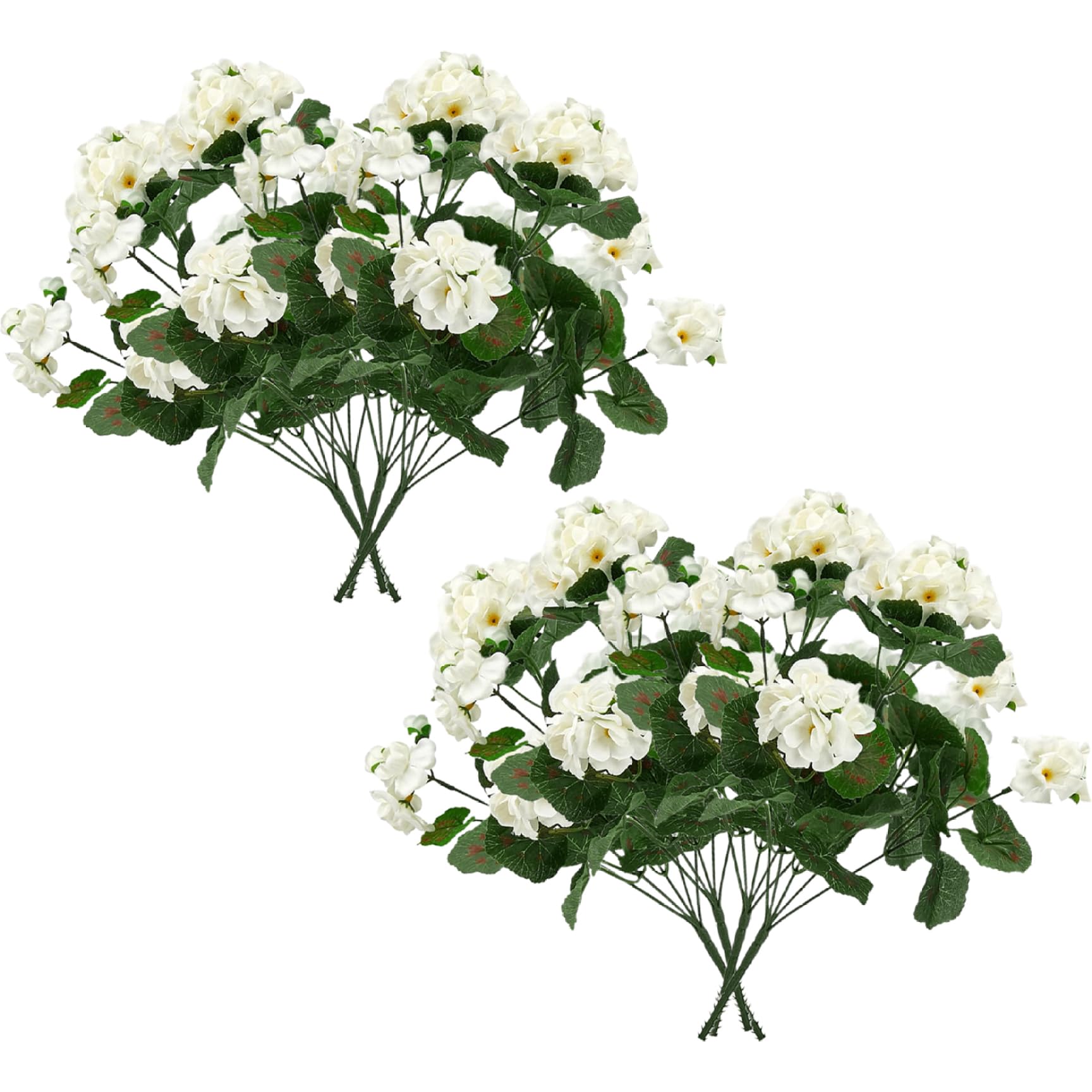 Hbbgdiy 8Pcs Artificial Geraniums 14 Inch Silk Geranium Flowers Outdoor UV Resistant Faux Plants for Garden Wedding Table Centerpieces Decor, White