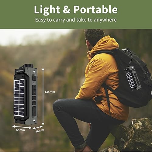 Miniatura 7 de Radio meteorológica NOAAAMFM con linterna, radio solar de manivela, carga USB tipo C, cargador de teléfono celular, alarma SOS, brújula para