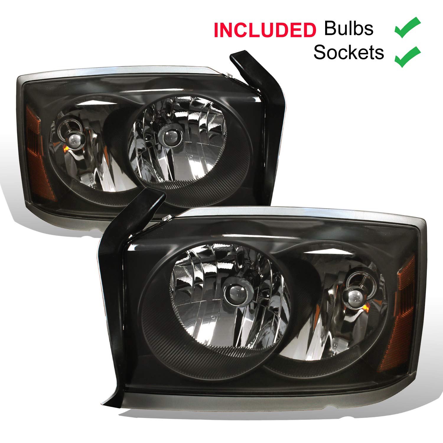 Amerilite Black Replacement Headlights Pair For 2005 2007 Dodge Dakota High Low Beam Bulb Included Passenger And Buy Online In Grenada At Grenada Desertcart Com Productid 193236685
