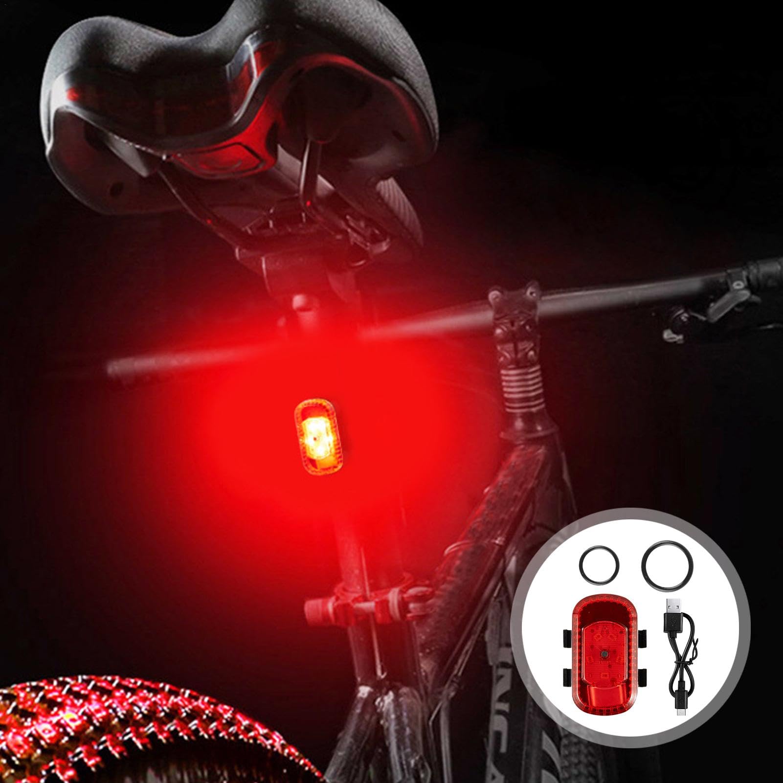Rear Bikke Light - Bikke Lights For Night Riding | USB Rechargeable Led Bikke Tail Light | Bikke Tail Light Rechargeable Bikke Light | IPx5 Waterproof Bicyccle Lights Front And Rear | Alerts For Rear-