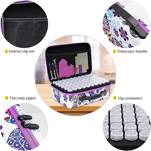 Miniatura 64 de ZORETCO Contenedores de almacenamiento de pintura de diamantes, 60 ranuras, kits de pintura de diamantes, accesorios y herramientas de pintura