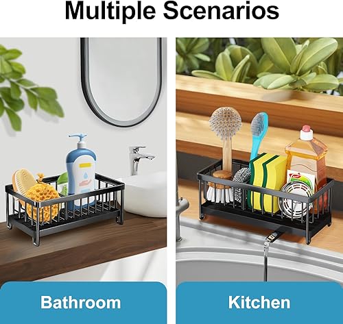 Miniatura 3 de Organizador para fregadero, soporte de esponja para encimera de fregadero de cocina, organizador de esponjas de acero inoxidable 304, soporte para