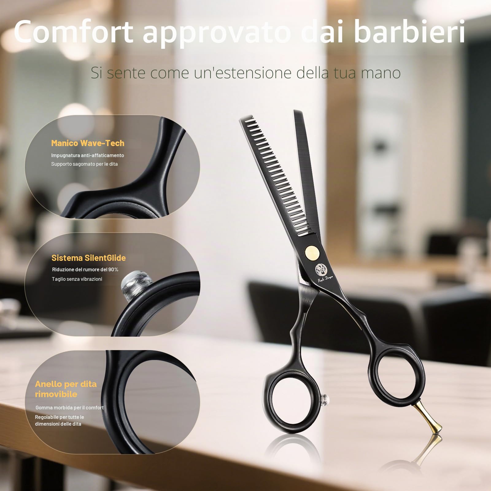 Purple Dragon - Set di forbici da taglio con rasoio, 14 cm, in titanio professionale, per parrucchiere, barbiere, per sfoltire e testurizzare i capelli, per parrucchieri professionali o uso domestico