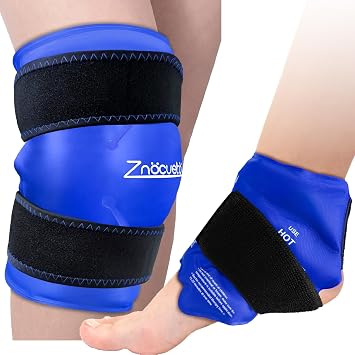 ZNOCUETOD Bundle of Gel Knee Ice Packs Wrap for Injuries and Ankle Ice Pack Wrap for Swelling, Pain Relief, Surgery Recovery