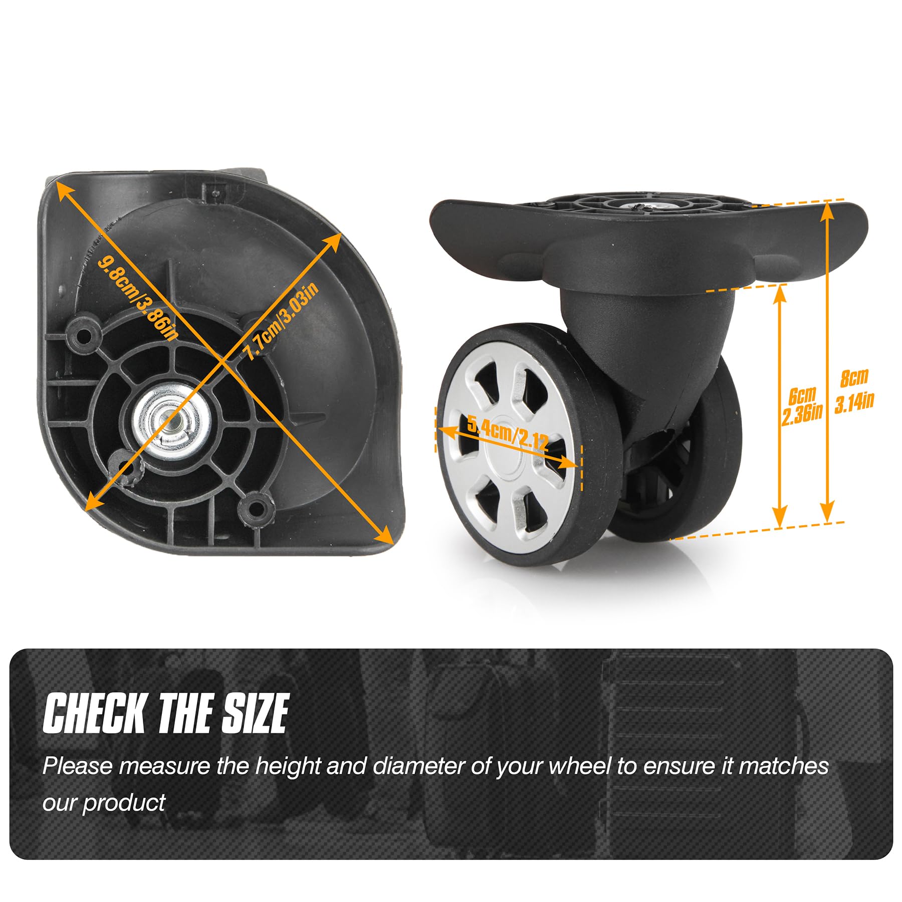 Roue de Remplacement Valise Paire de Roues de Rechange pour les Bagages Roulette Valise Remplacement avec 4 Trous de Vis