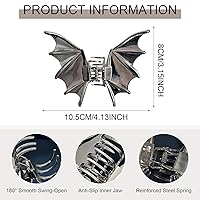 Vista 29 de Pinzas de pelo góticas de murciélago negro para mujeres y niñas, garra de pelo de murciélago gótico de aleación punk negra Y2K para decoraciones
