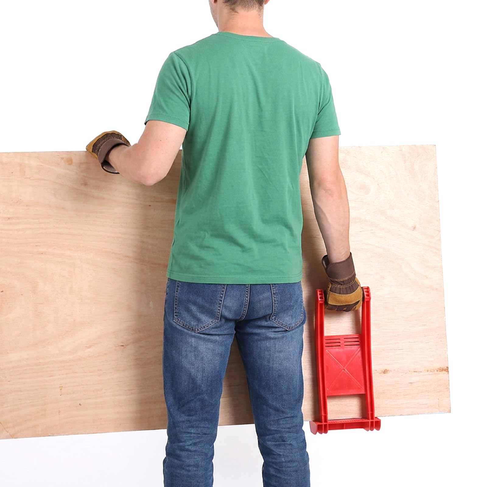 Paquete de 3 portadores de madera contrachapada y herramientas de elevación de paneles de yeso, soporte de panel de plástico ABS naranja con capacidad de 175 libras, elevador y transportador para