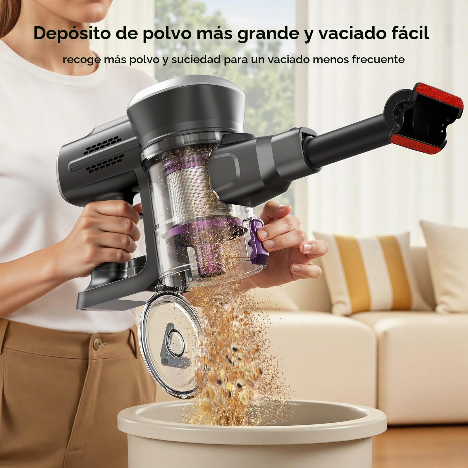 Lubluelu Aspiradora inalámbrica con batería, potencia de succión inalámbrica, aspiradora de 25,9 V, con batería independiente, 50 min, 120.000 rpm, aspiradora inalámbrica para pelo de animales