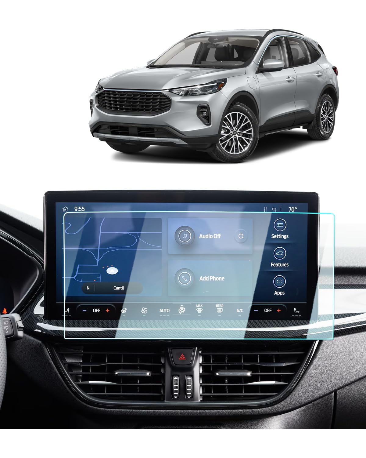 2023-2025 2026 Escape Screen Protector -For Ford Escape (ST-Line Elite/Platinum/Plug-in Hybrid/ST-Line Select/ST-Line/Active) 13.2 Inch Touchscreen, 2025 2026 Escape Accessories 9H Tempered Glass Cover