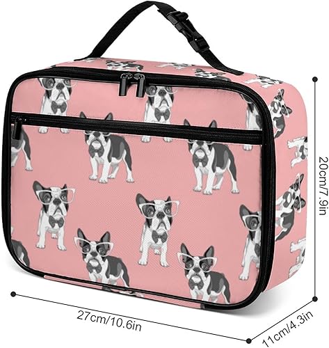 Miniatura 3 de Lindos cachorros de bulldog francés reutilizable, lonchera aislada, bolsa enfriadora, contenedor de comida para mujeres, niños, escuela, camping,