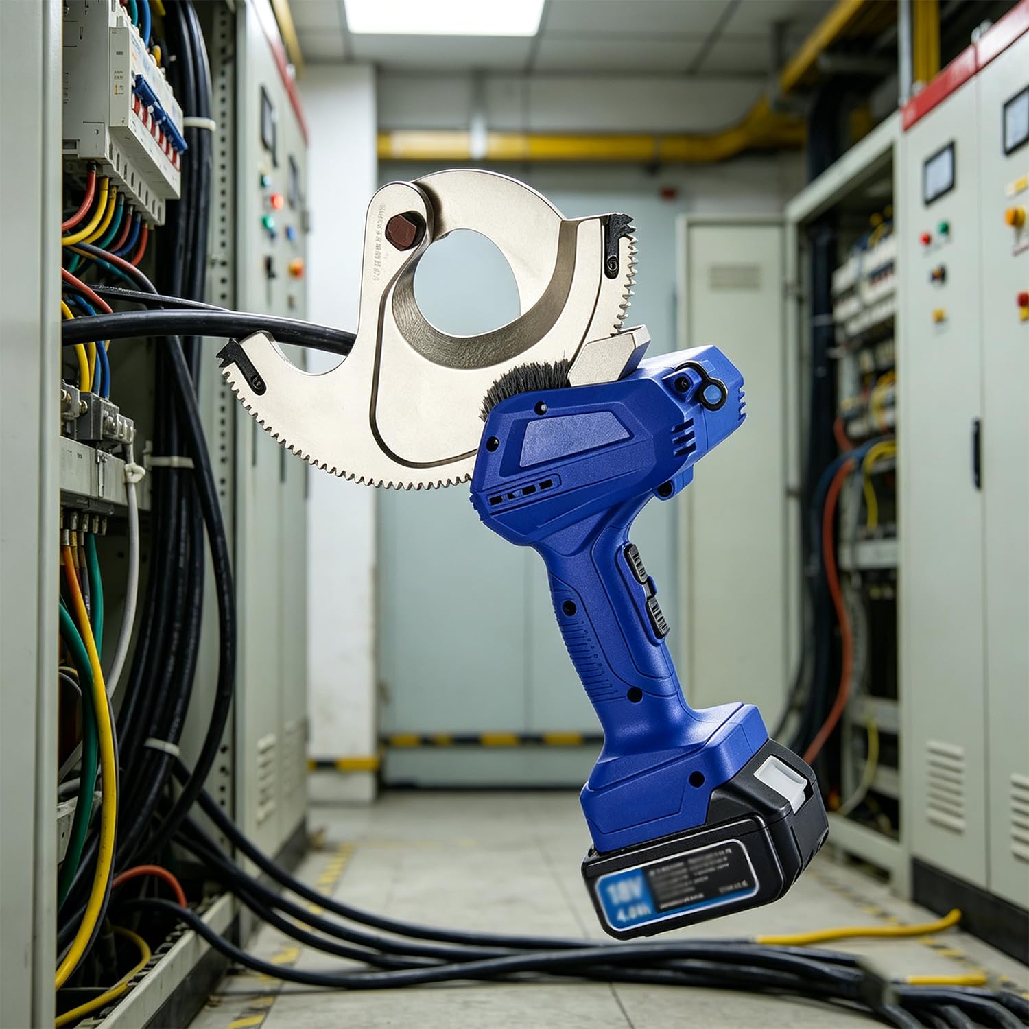 Elektryczny przecinak do kabli z grzechotką 18 V z akumulatorem do drutu stalowego i kabla aluminiowo-miedzianego, wytrzymały, idealny do projektów cięcia drutu