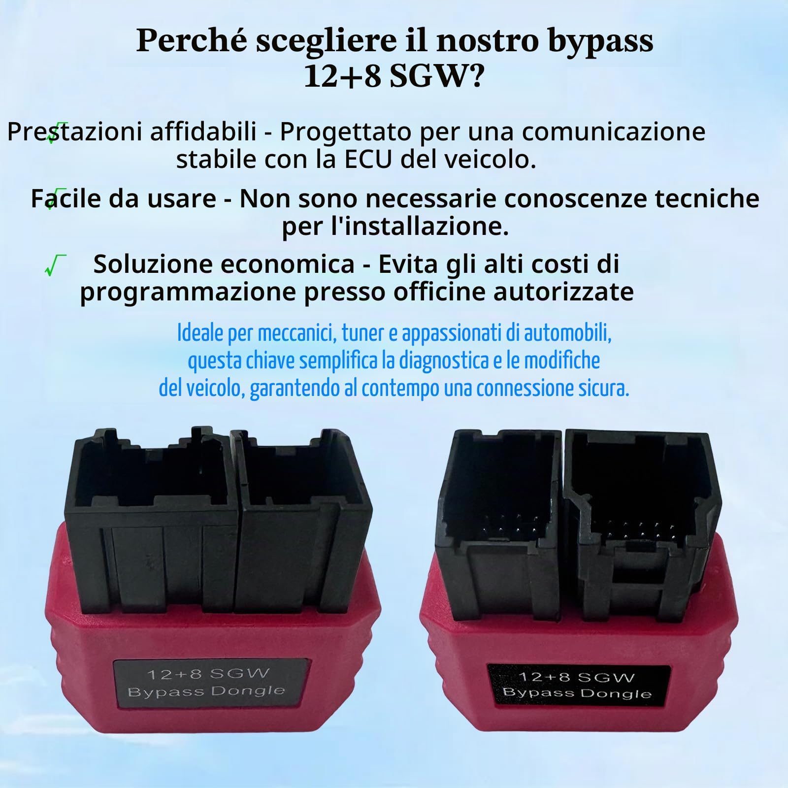 SGW Bypass Dongle 8+12 Pin,adatto per veicoli FCA dal 2018 in poi,modulo di bypass del gateway di sicurezza,compatibile con RAM,Chrysler,Jeep,Dodge,Fiat,Alfa Romeo,Maserati,Lancia dal 2018+