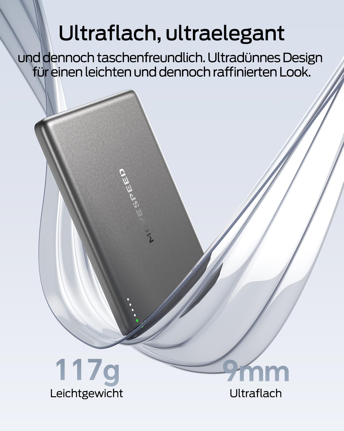 MOVE SPEED Magsafe Power Bank Magsafe Powerbank Slim 5000mAh Magnetische Power Bank USB C 18W Wireless Mini Powerbank Metallgehäuse-Design Kompatibel mit iPhone 17/16/15/14/13/Galaxy(2026 Space Grau)