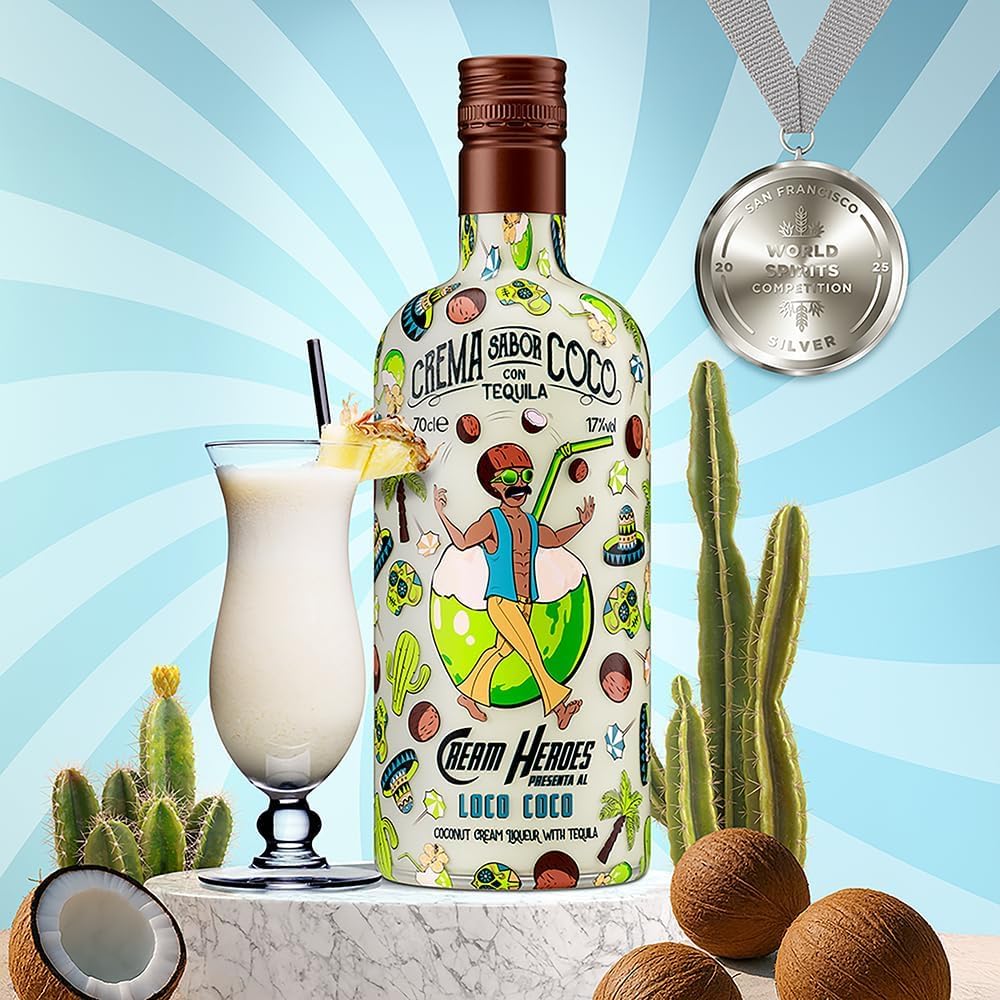 CREAM HEROES | Crema di cocco con tequila | 70 cl/700 ml | Loco Coco