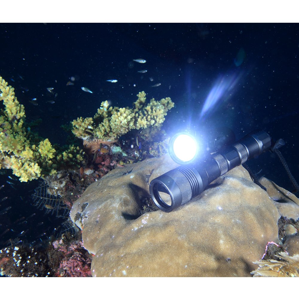 SecurityIng® Unterwasser Tauchen Taschenlampe 1000Lm 150M Wasserdicht LED Professionelle Taschenlampe von 3 x 1,5V LR14 Batterien(Nicht enthalten)
