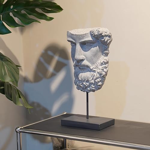 Miniatura 3 de Esculturas de estatua griega para decoración del hogar, estatua de busto de resina, estatua de Zeus en poste de metal y base de resina, estatuas de