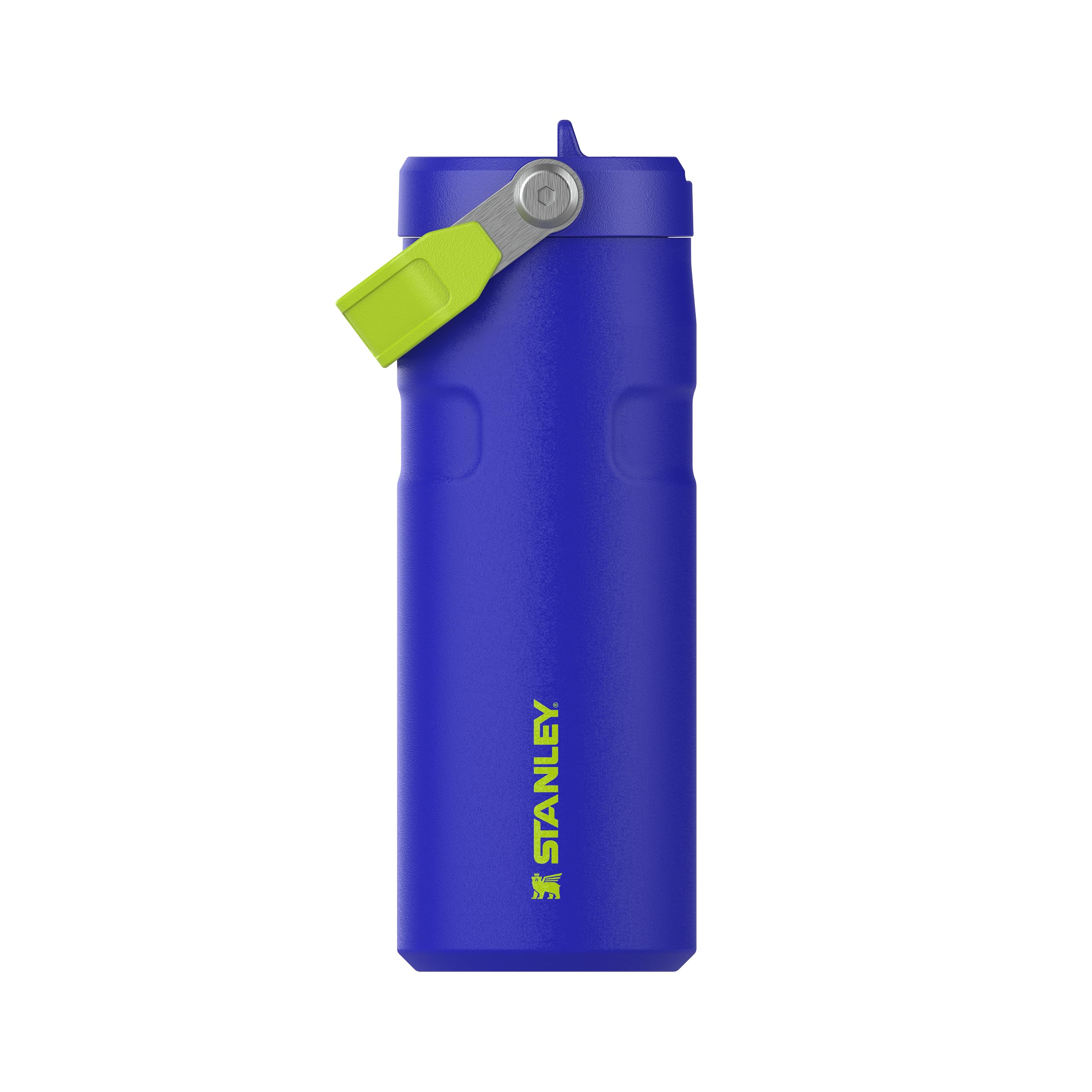 Stanley 1913 Flip Straw Sports Water Bottle with Straw 0.47L - 8 Hours Cold - 40 Hours Iced - Stainless Steel - BPA Free - Leak Resistant - Fits in Cup Holder - Dishwasher Safe - Cobalt Chartreuse
