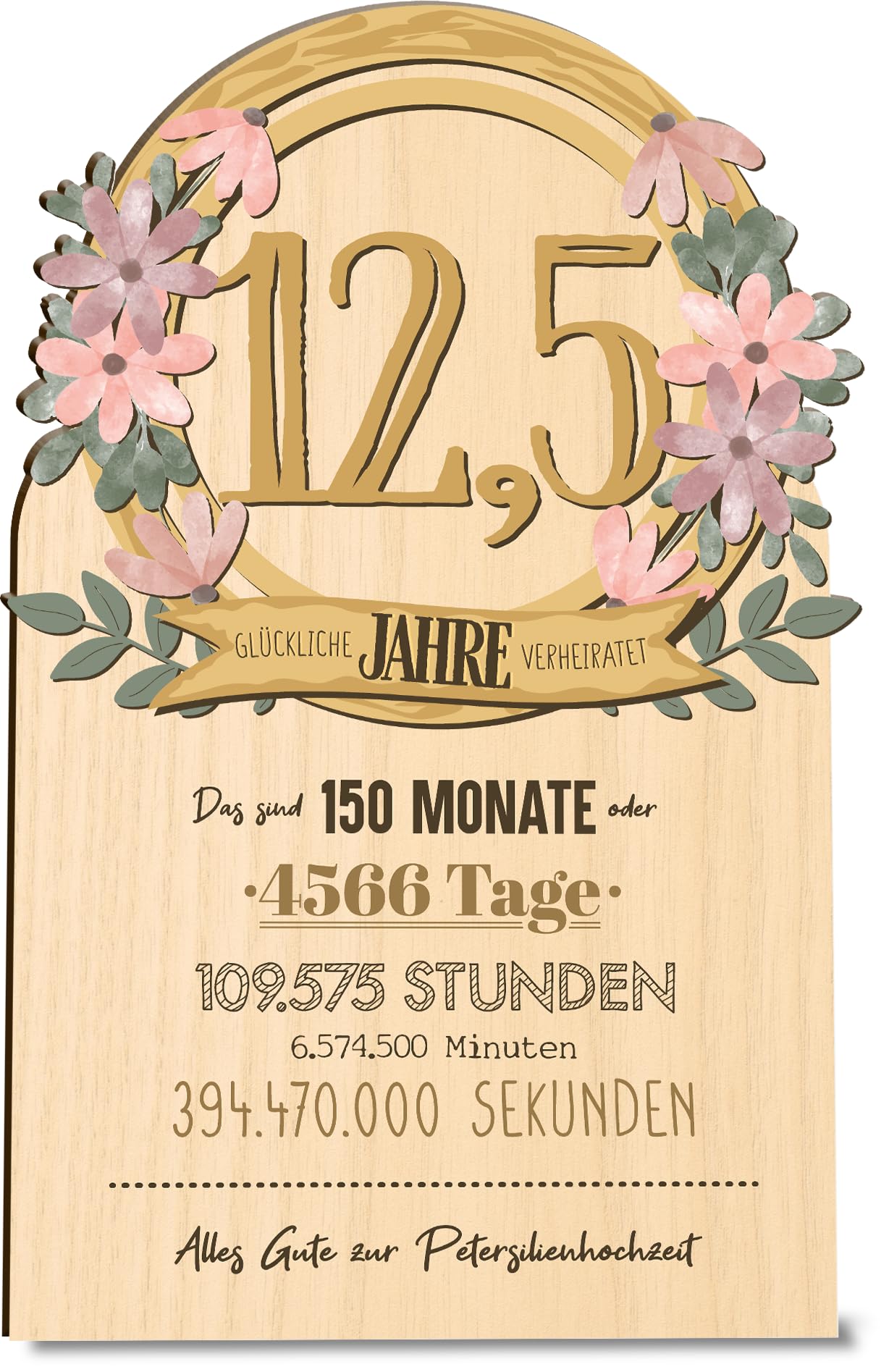 Petersilienhochzeit Karte 12,5 Jahre – Petersilienhochzeit Holzkarte - Hochzeitskarte - Petersilienhochzeit, Karte zur Petersilienhochzeit, Petersilienhochzeit Deko, Petersilienhochzeit Geschenk