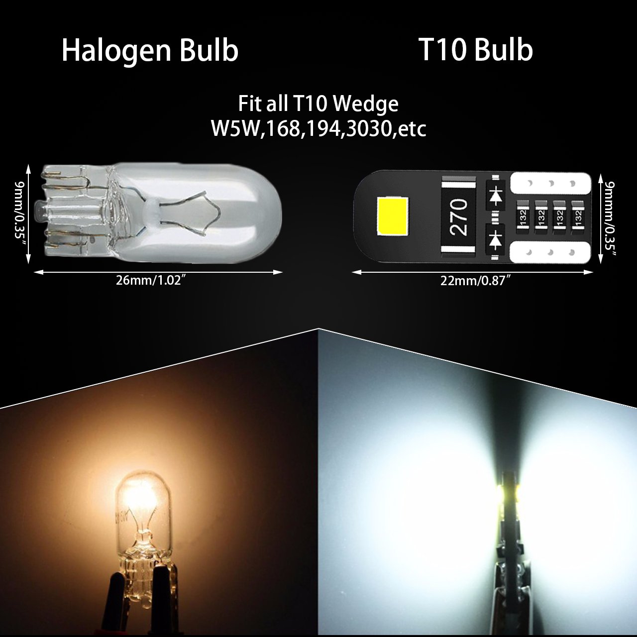 TUINCYN T10 żarówka LED biała CanBus bez błędów wewnętrzne światła T10 168 2825 W5W 3030SMD 75LM oświetlenie samochodowe kopuła bagażnik żarówka tablica rejestracyjna lampa DC 12 V (opakowanie 100)