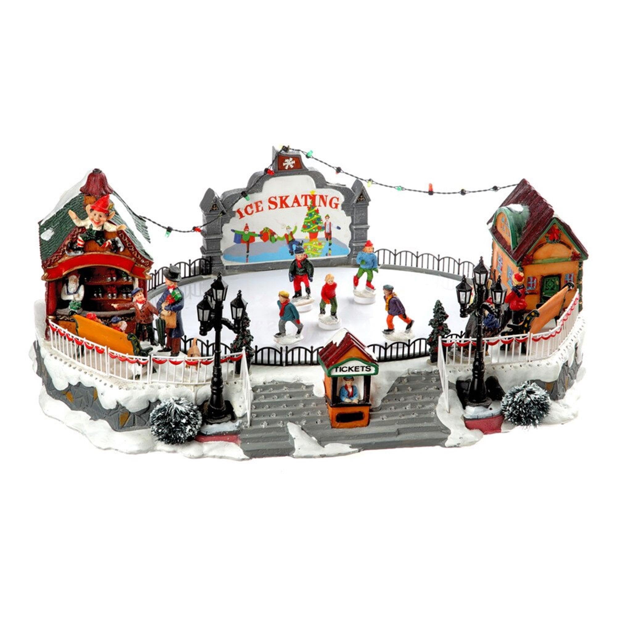 Well Home Patinoire décorative de Noël avec lumières LED et Mouvement 21 x 22,5 x 39 cm
