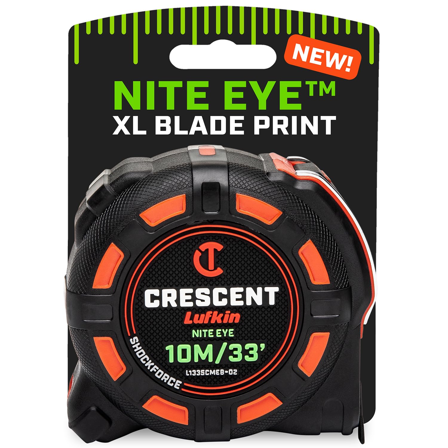 Crescent Lufkin - Cinta métrica para ojos SHOCKFORCE NITE de 10 metros | L1335CMEB-02