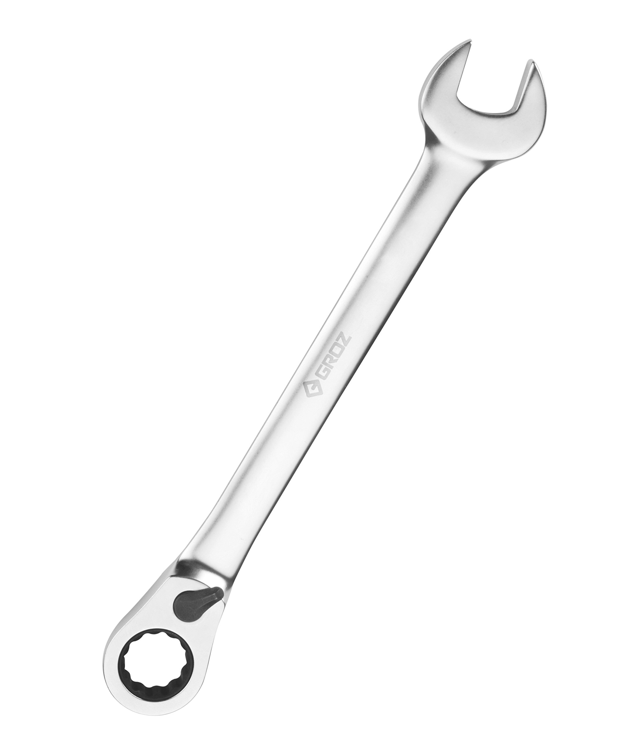GROZ Reversible Ratcheting Spanner with Scratch Proof Ultra-Premium Finish| Ideal for high torque applications| Reversible Lever| Chrome Vanadium Construction| Heat Treated| Size: 19 mm| CSP/RRT/19/UG