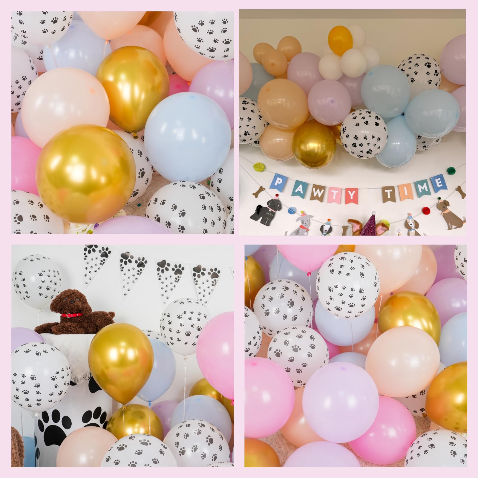 Hundepfoten Luftballons,12 Zoll Blau Rosa Lila Luftballons 50 Stück Luftballons Für Kinder Geburtstagdeko Baby Shower Welpen Party Dekorations