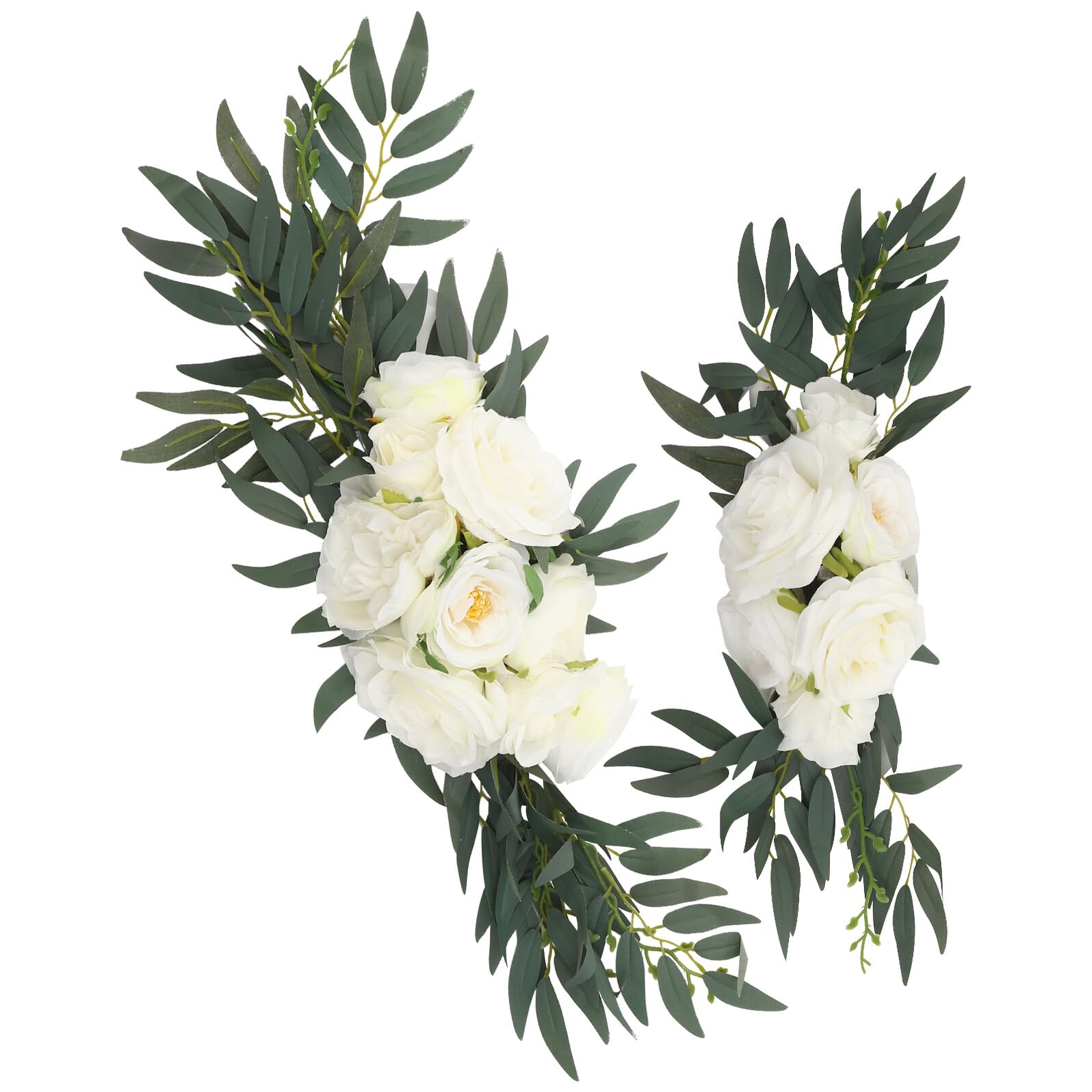 GALPADA Flores Artificiales de Tela White 2 Piezas para Decoración de Bodas y Oficinas, Resistentes al Polvo No se Marchitan, Ideales para Fiestas