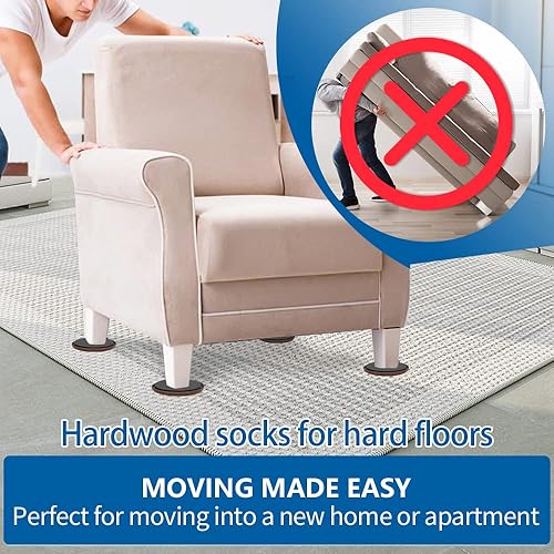 Miniatura 6 de Deslizadores de muebles, deslizadores de muebles multisuperficie para alfombras y suelos de madera dura, paquete de 4 unidades de 3 12 pulgadas para