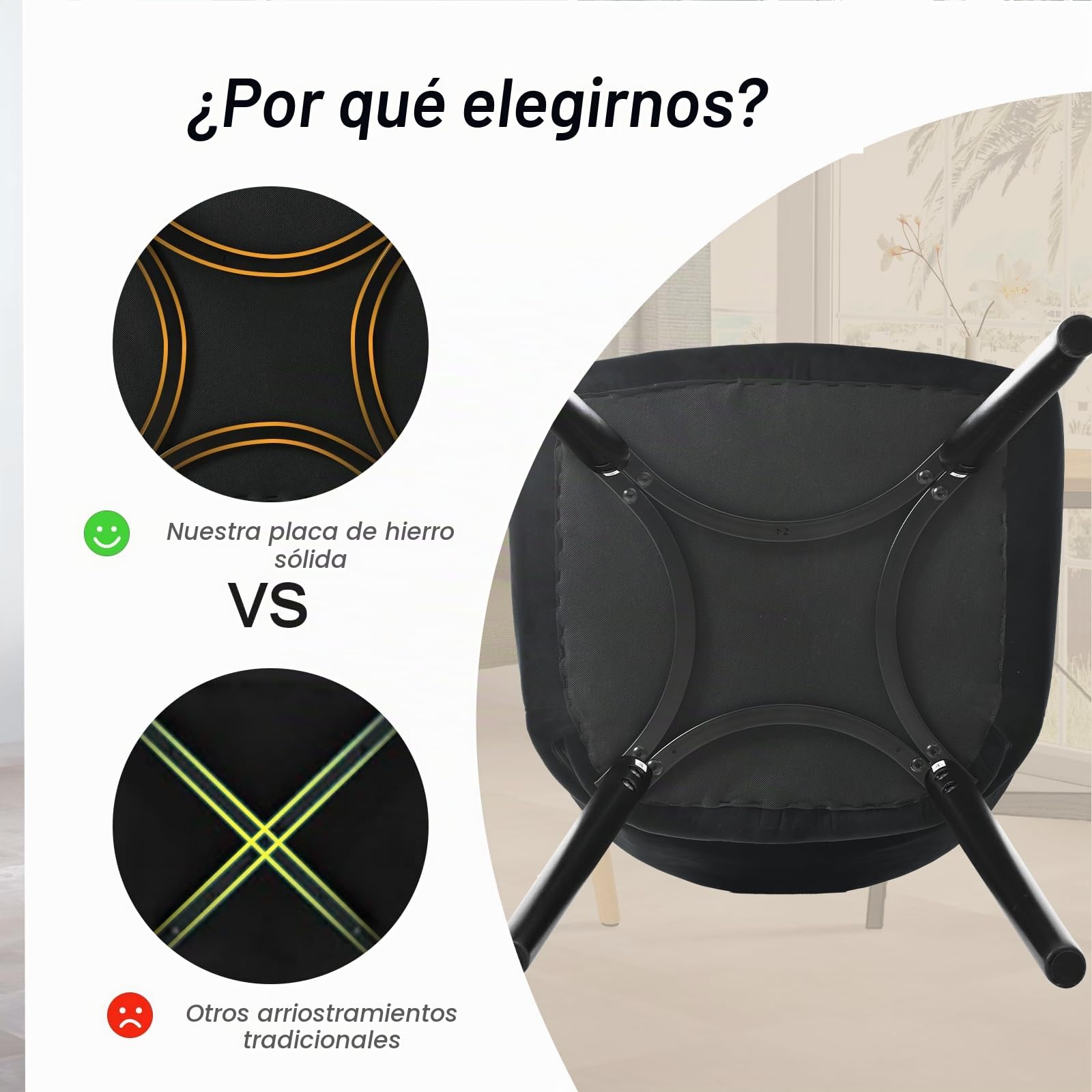Juego de 4 Sillas de Comedor con Reposabrazos, Sillas Tapizadas para Salón y Cocina, Sillones Modernos con Patas de Madera - Negro
