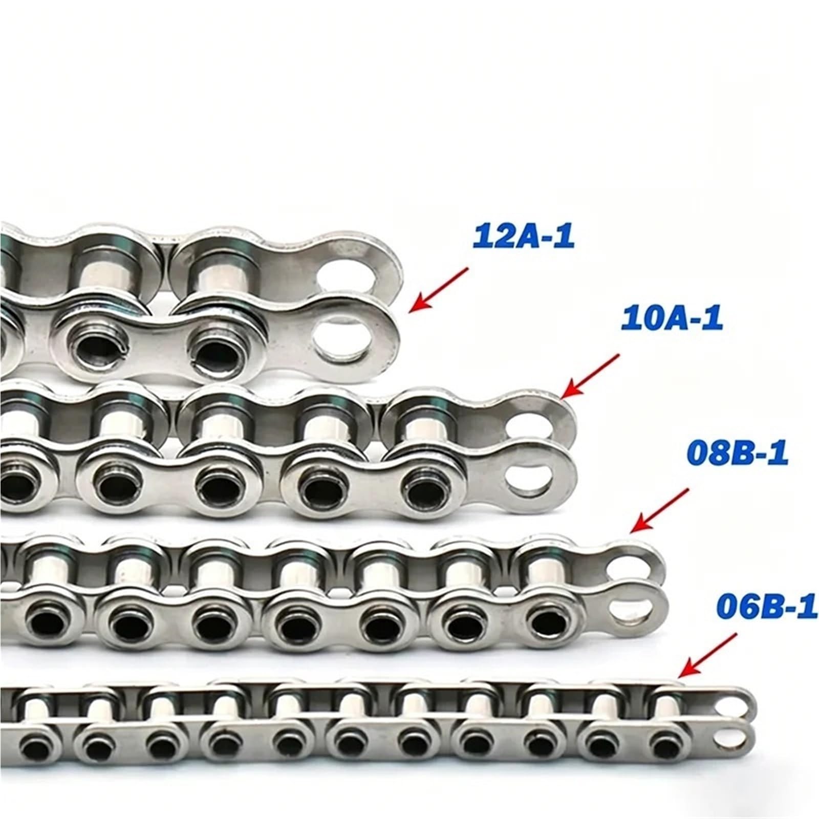 Rollenkette Aus Kohlenstoffstahl 1/1,5 Meter Hohlbolzenkette 06B/08B/10A/12A 304 Edelstahl-Rollenkette mit kurzer Teilung for industrielle Getriebe-Hohlkette((12A-1)-1Meter)