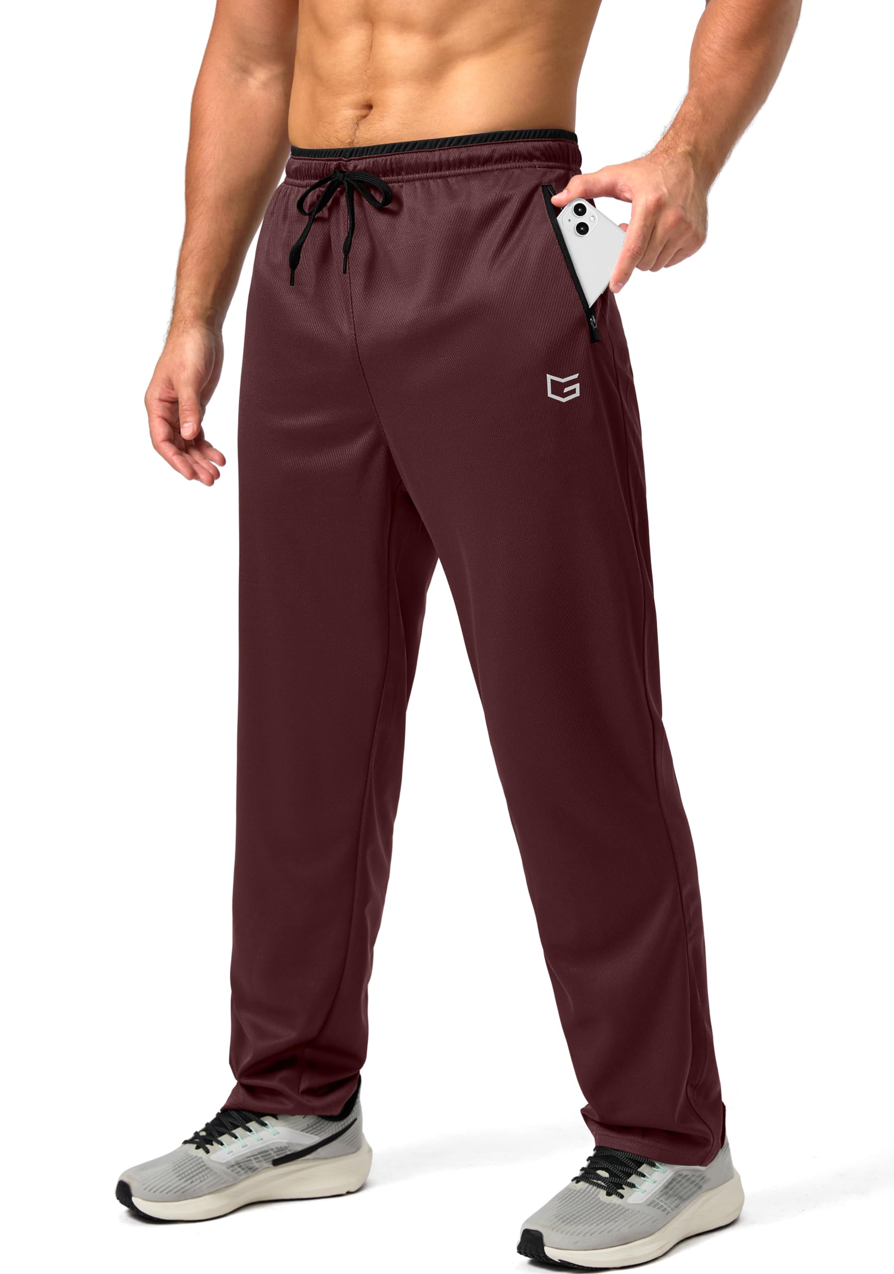 G Gradual Men's Sweatpants Mesh Lightweight with Zip Pockets Breathable Quick Dry Athletic Pants for Workout Running