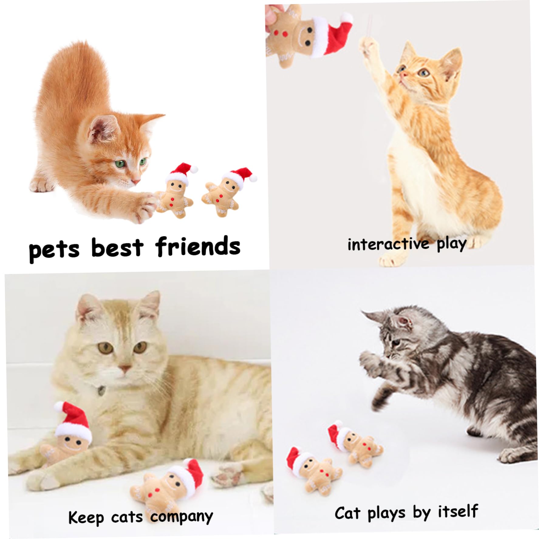 Jouet Chat Bonhomme Pain D'épice 5 Pièces - Avec Herbe à Chat, Jouet Interactif Et Dentaire Mignon Pour Noël - 10
