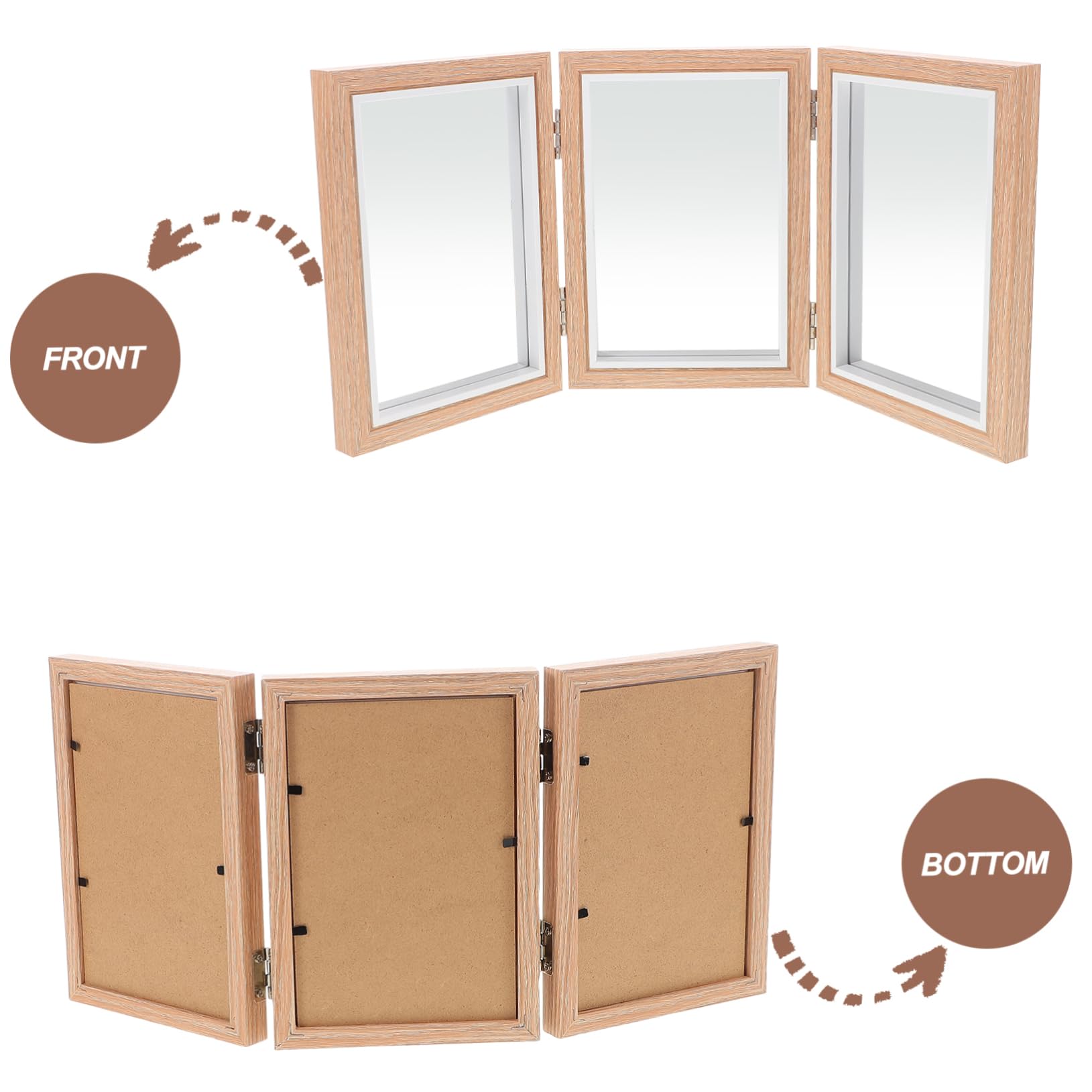 Toddmomy Montessori Toddler Mirror, Foldable Three Panel Montessori Furniture Safe Wooden Mirror - Image 3