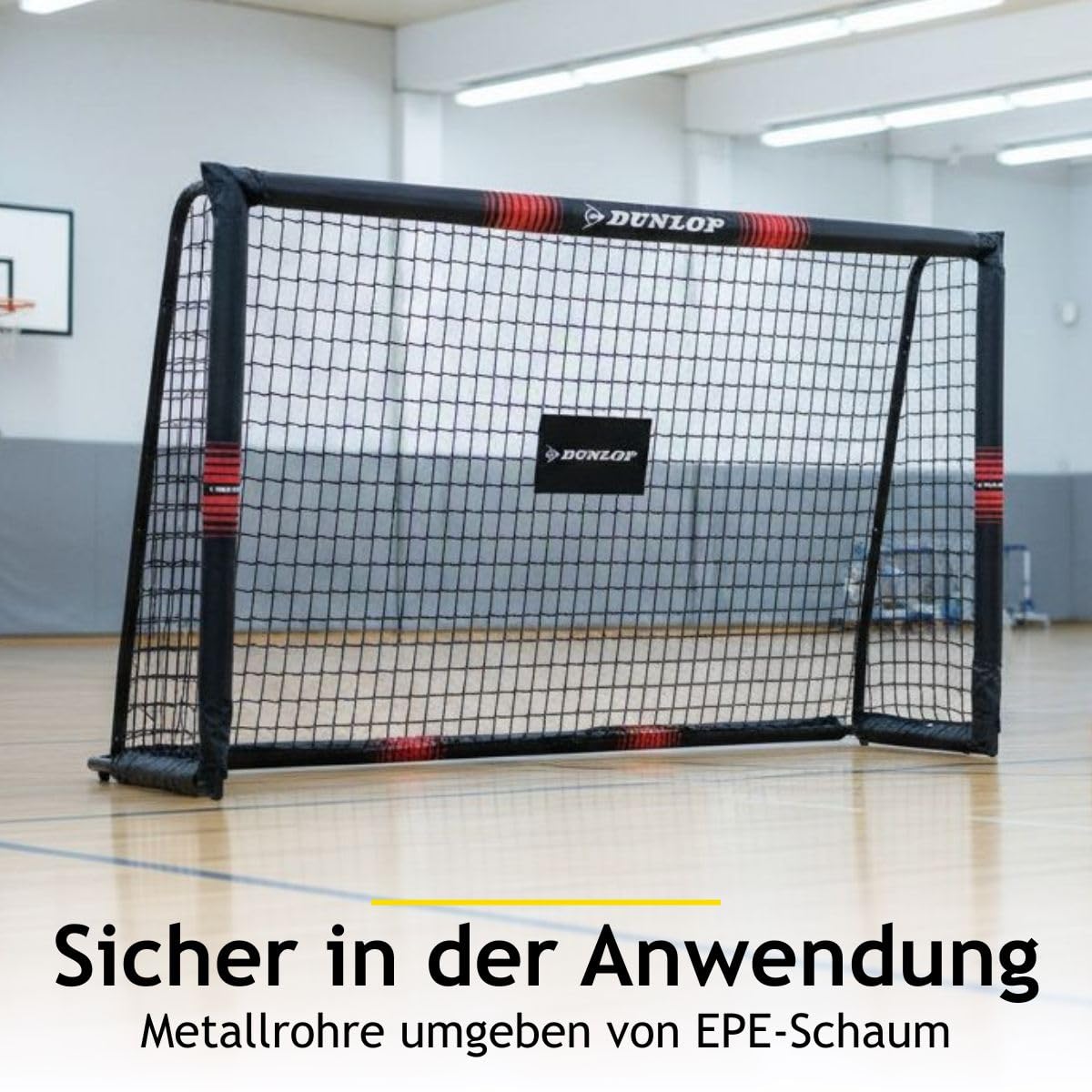 Dunlop Fußballtor Set mit 2 Stück - Fussballtor 180 x 120 x 60 cm - Fussball Trainingszubehör für Innen und Außen - Metall - Schwarz/Rot