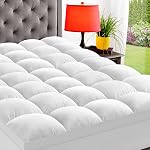 ELEMUSE Queen Cooling Mattress Topper for back pain, Extra Thick Mattress pad Cover, Plush Soft Pillowtop with Elastic Deep Pocket, Overfilled down alternative filling