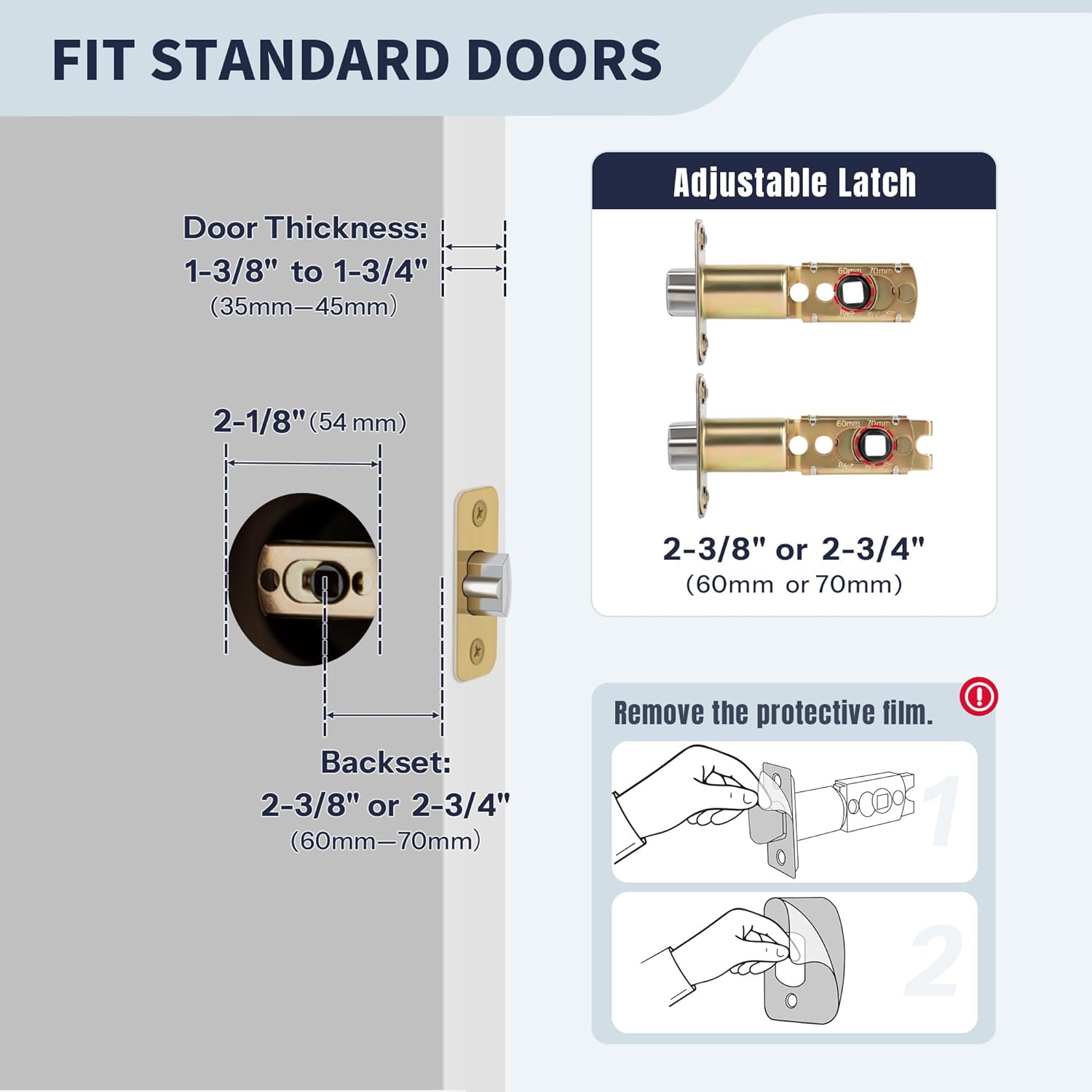 Square Gold Door Handles with Lock and Key (Keyed Differently), Brushed Gold Reversible Door Lever, Heavy-Duty Interior/Exterior Gold Door Handle for Bedroom and Bathroom, Satin Brass, 10 Pack