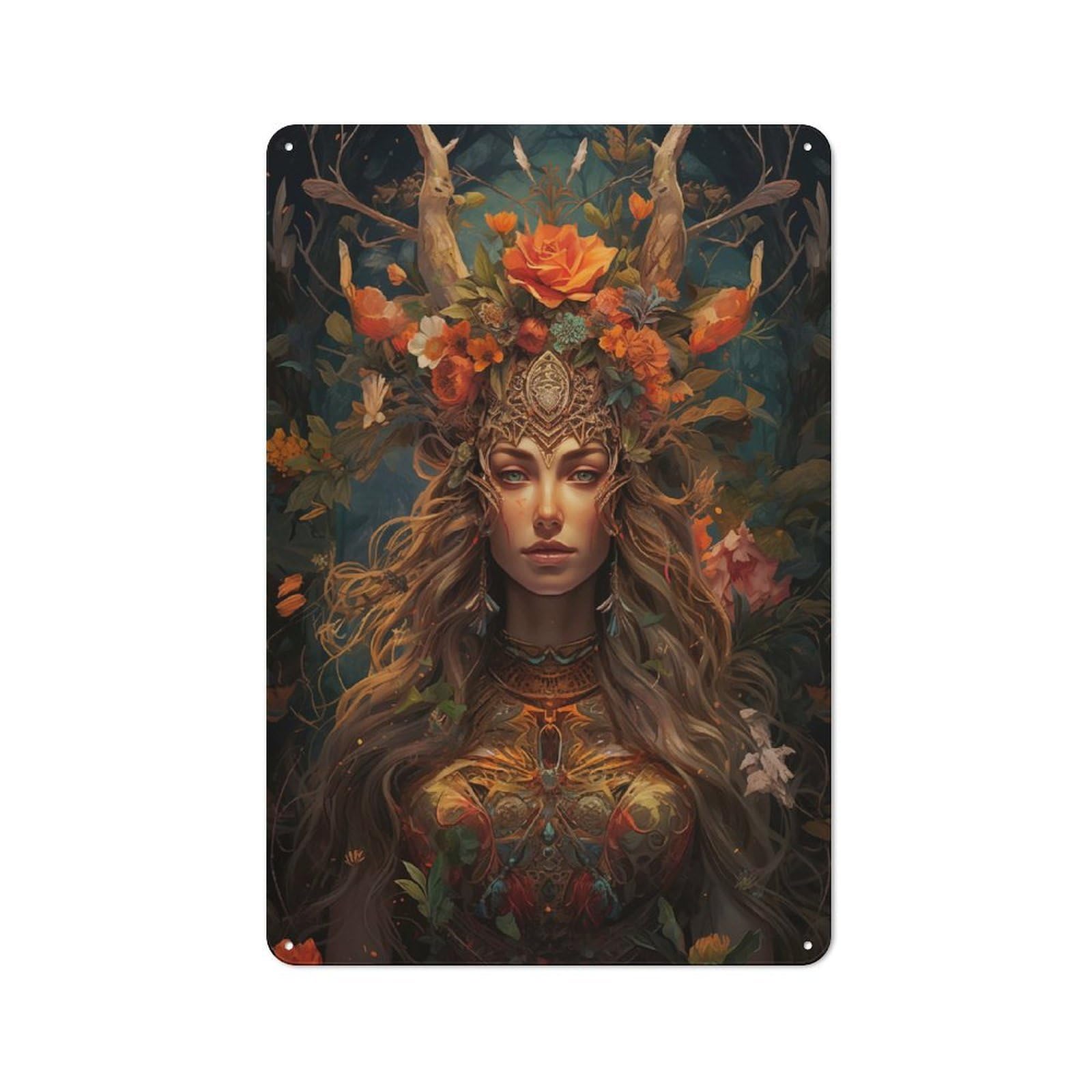Vintage The Forest Druid Metal Plaque 30x20cm, Bistro Wall Plaque for Coffee Bar, Kitchen, Bistro Or Tea Corner