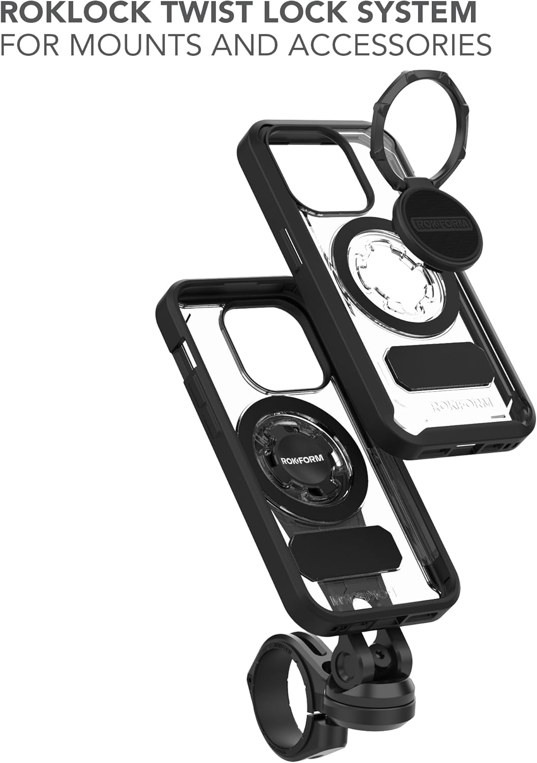 Rokform - iPhone 15 Pro Crystal Case + Super Grip Dual Magnet Vent Mount for Car, Truck, or Van