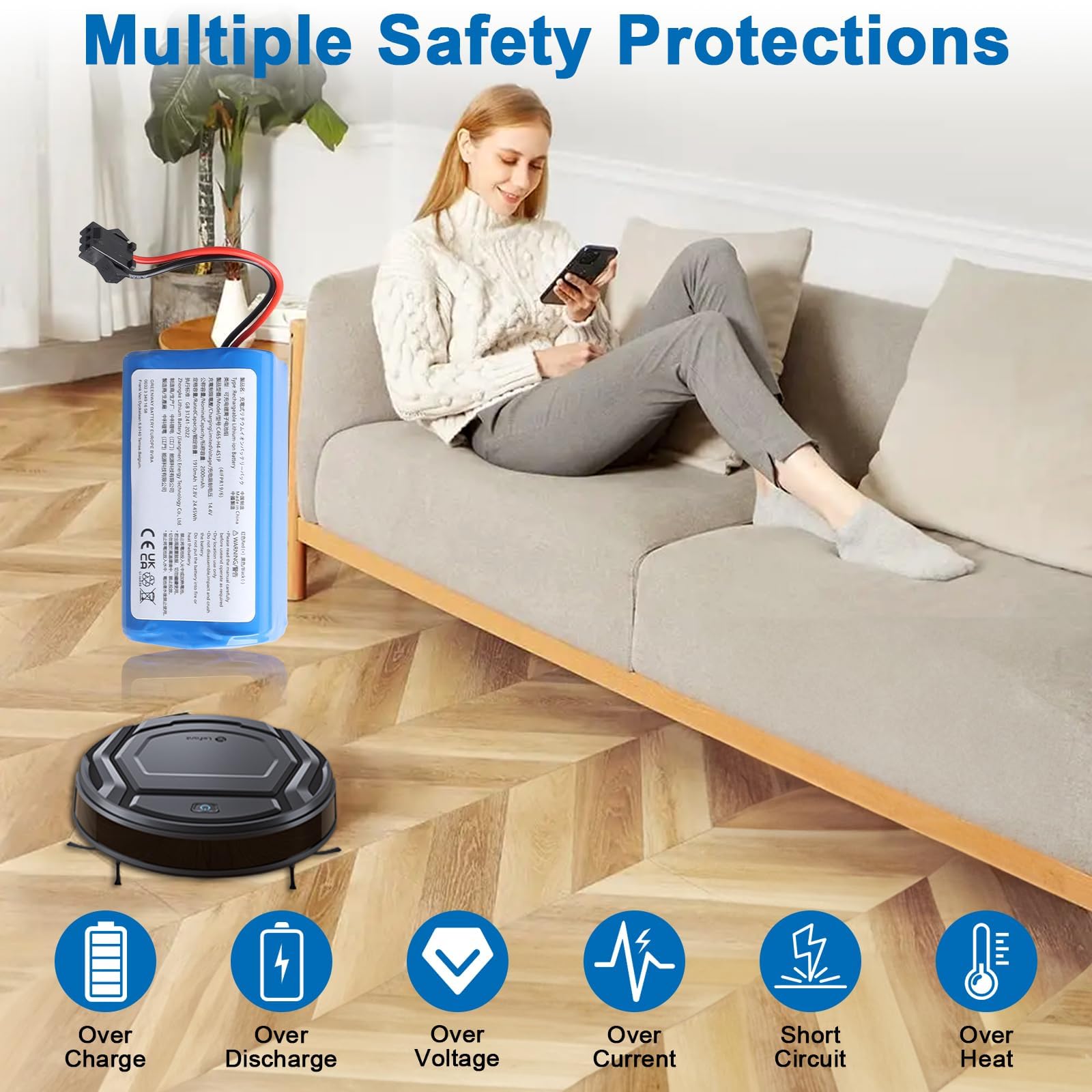 Batteria di ricambio agli ioni di litio MXJFYY da 12,8 V compatibile con robot aspirapolvere Lefant M210 M210 Pro M210P M210B M213 M213S