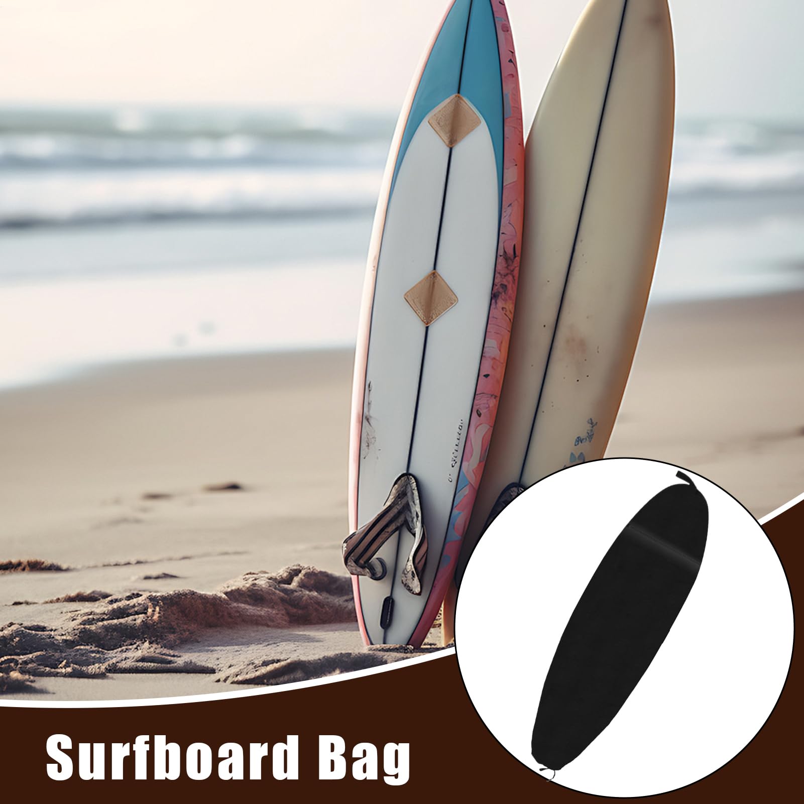 Generisch Borsa per tavola da surf, 180 x 50 cm, con chiusura a coulisse, custodia protettiva leggera per shorboard, bodyboard, uomini e donne, spiaggia, viaggi su strada