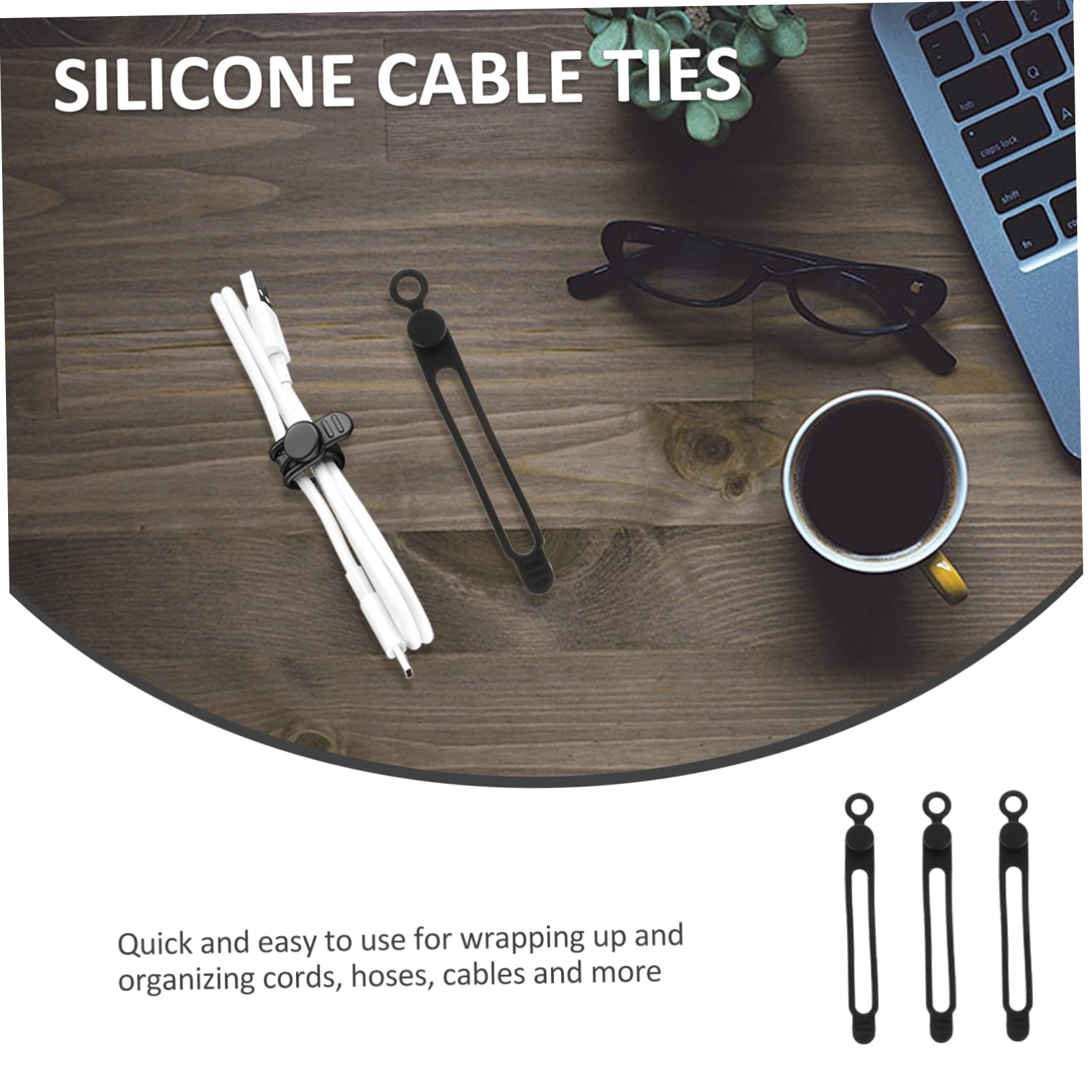 DOITOOL 80piezas Ataduras De Cable De Silicona Organizadores Reutilizables Para Cables y Cargadores Para Hogar y Oficina
