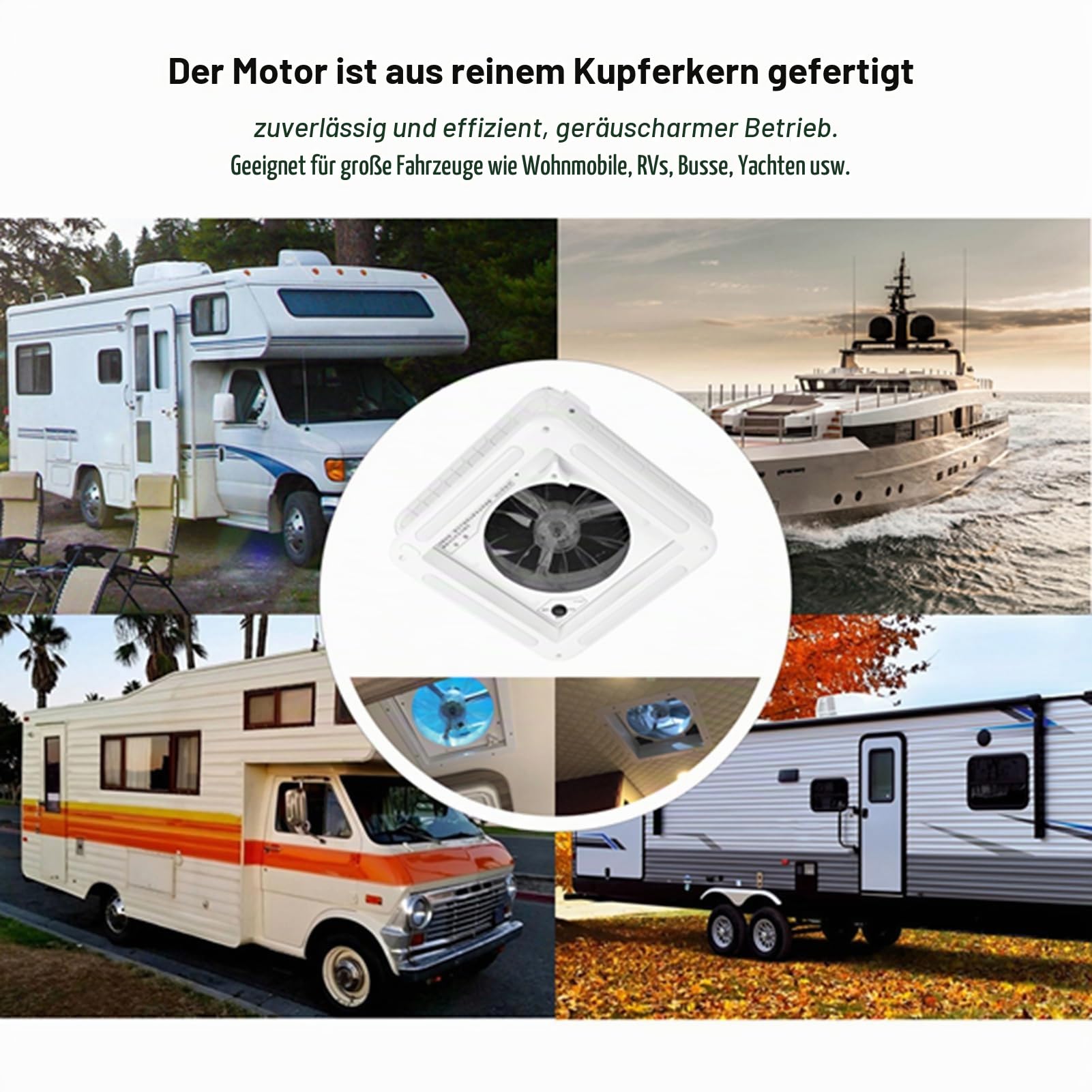 12 V Wohnmobil Dachlüfter 11 Zoll, 2 Wege Luftbelüftung mit LED Licht, ausgestattet mit Edelstahlgitter für Anhänger, Wohnmobile, Wohnwagen, große Fahrzeuge
