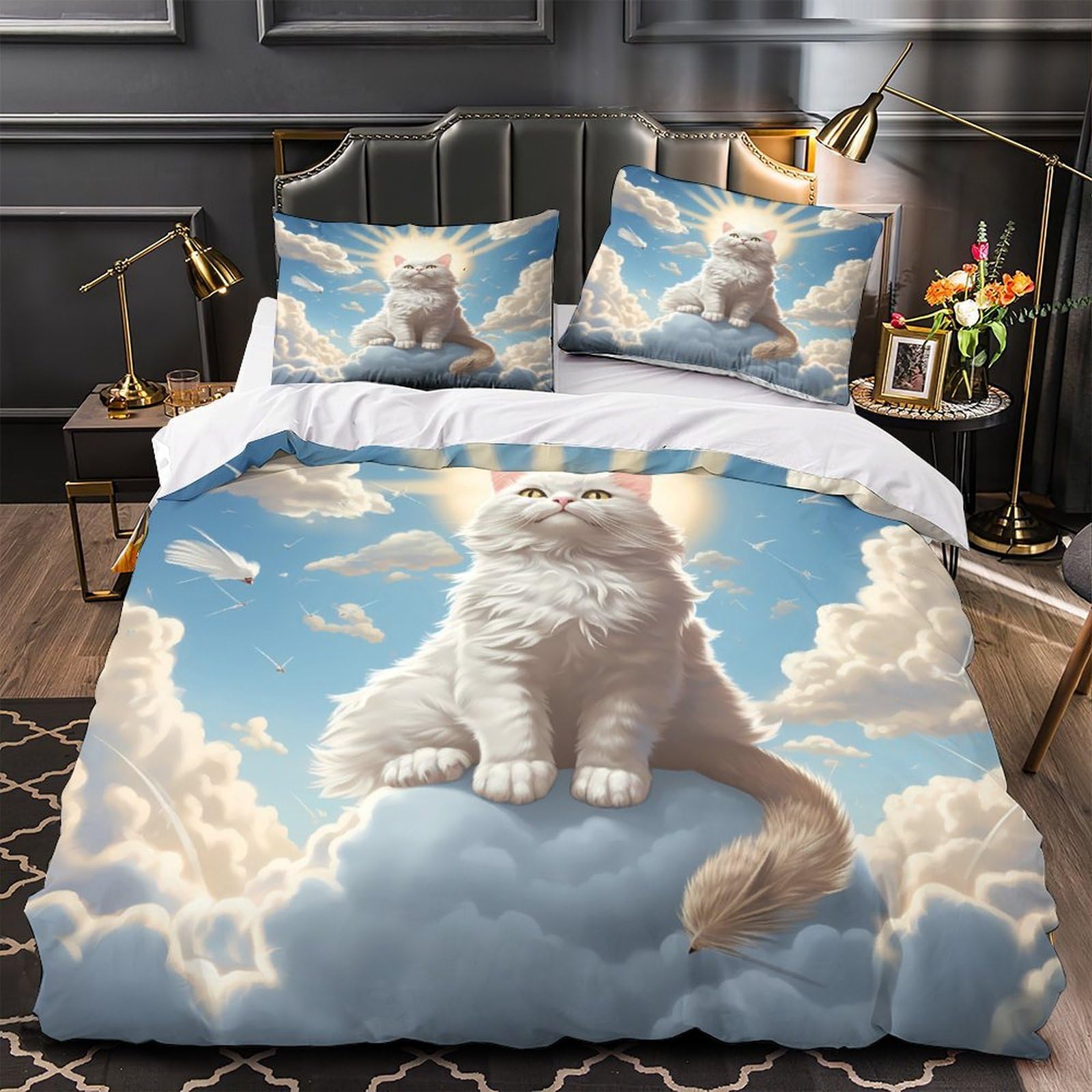 Housse de couette chat 140x200cm pour créer une chambre d'enfant fantaisie