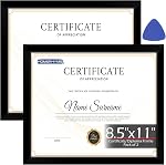 HOMERHYME Diploma Frame, 8.5 by 11 Black Picture Frames, Certificate Frame with Clear Plexiglass, 8.5 x 11 Photo Award Document Degree Record Frames for Collage Gallery Wall Display, 2 Pack