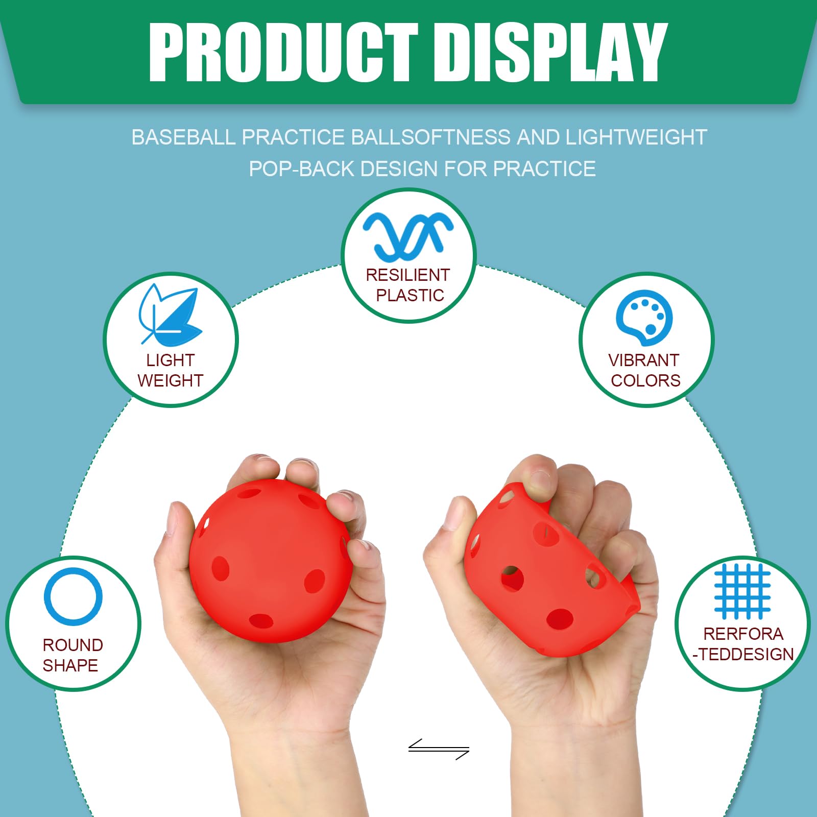 Tanlade 36pk Plastic Baseball Practice Balls Training Balls Lightweight - View #2