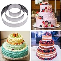 Vista 3 de Paquete de 3 anillos redondos para tartas, de acero inoxidable de 4 a 7.8 pulgadas, molde de mousse para pasteles de cocina, bricolaje